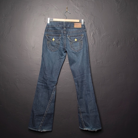 True Religion Straight Leg Leather Label Jeans 26 - Picture 1 of 8